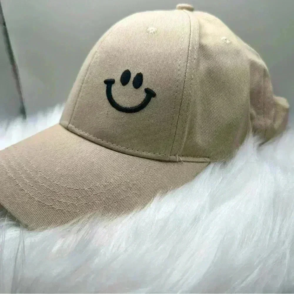 Woman’s Khaki Embroidered Smiley Baseball Cap - Picture 5 of 6